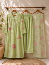 Sea Green Mul Chanderi Suit Set