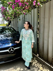 Azehra – Mint Bloom Mul Cotton Suit Set