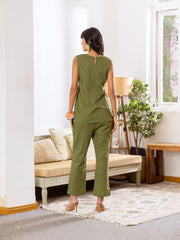 Bliss-Leaf Green Bohemian Embroidered Cotton Co-ord Set