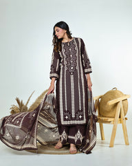 Saanvi-Dark Chocolate Brown Ajrakh-Inspired Printed Cotton Suit Set