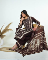 Saanvi-Dark Chocolate Brown Ajrakh-Inspired Printed Cotton Suit Set
