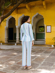 Pastel Stripe Bohemian Embroidered Cotton Co-ord Set