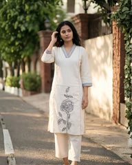 Noira – Ivory Bloom Cotton Kurta Set