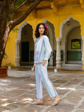 Pastel Stripe Bohemian Embroidered Cotton Co-ord Set