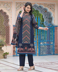 Anika- Ajrakh Blue zig zag