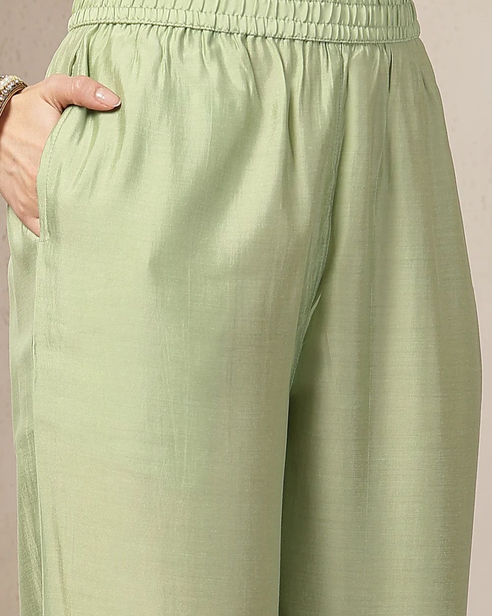 Khushi-Pistachio Green Mul Chanderi Embroidered Kurta Set with Dupatta