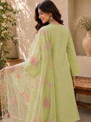 Sea Green  Mul Chanderi Suit Set