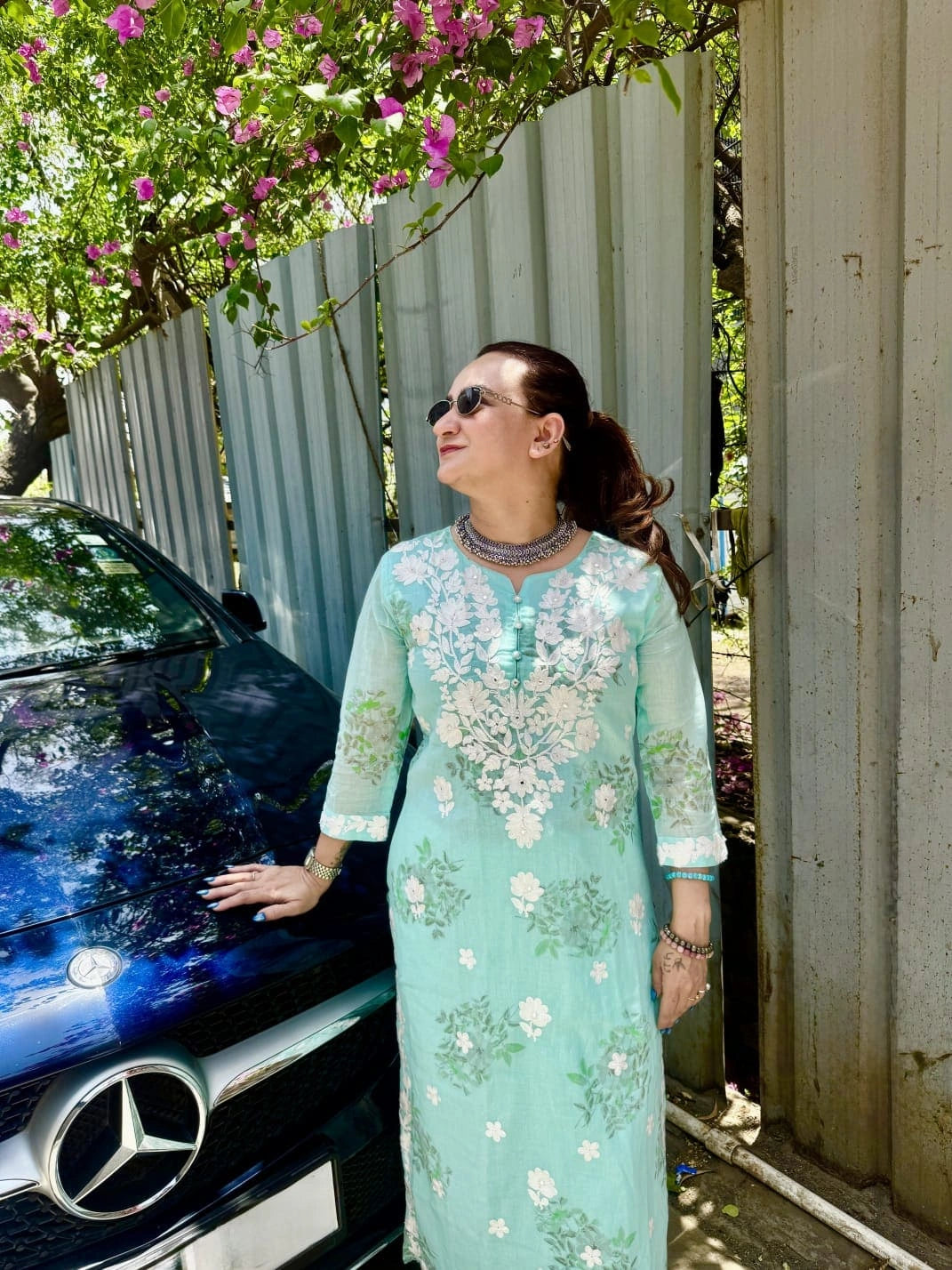 Azehra – Mint Bloom Mul Cotton Suit Set
