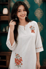 Aaira – Ivory Blossom Cotton Kurta