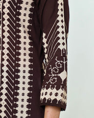 Saanvi-Dark Chocolate Brown Ajrakh-Inspired Printed Cotton Suit Set