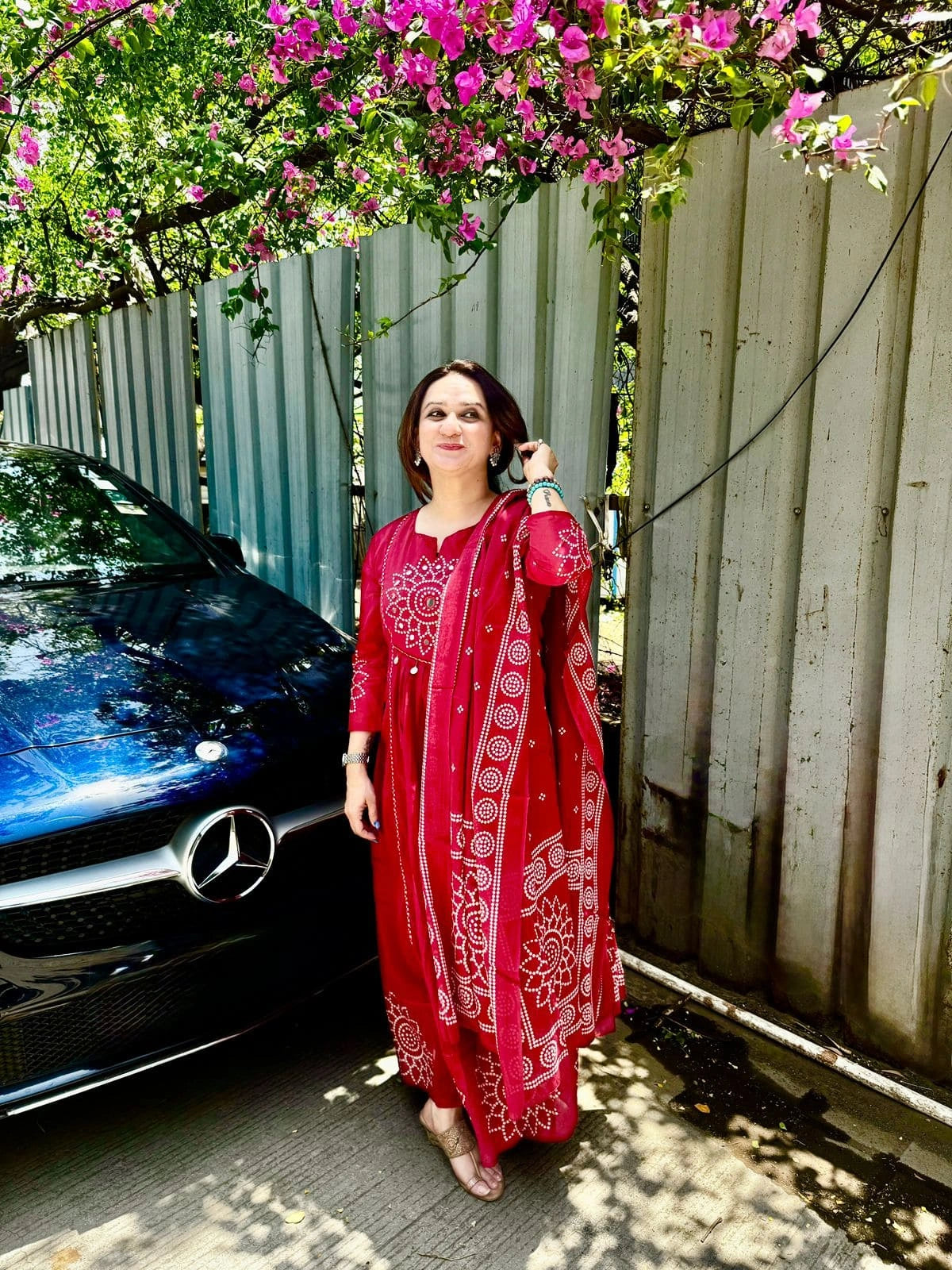 Ruhaya – Crimson Red Bandhej Suit Set