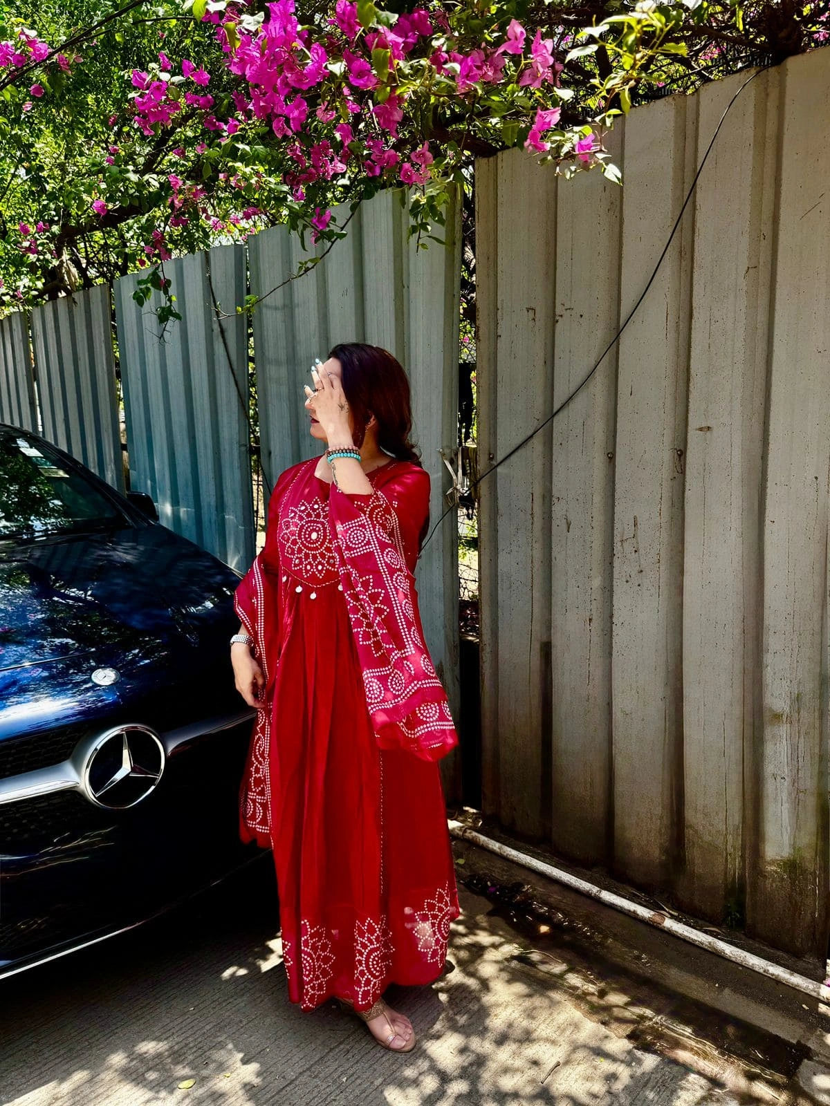 Ruhaya – Crimson Red Bandhej Suit Set