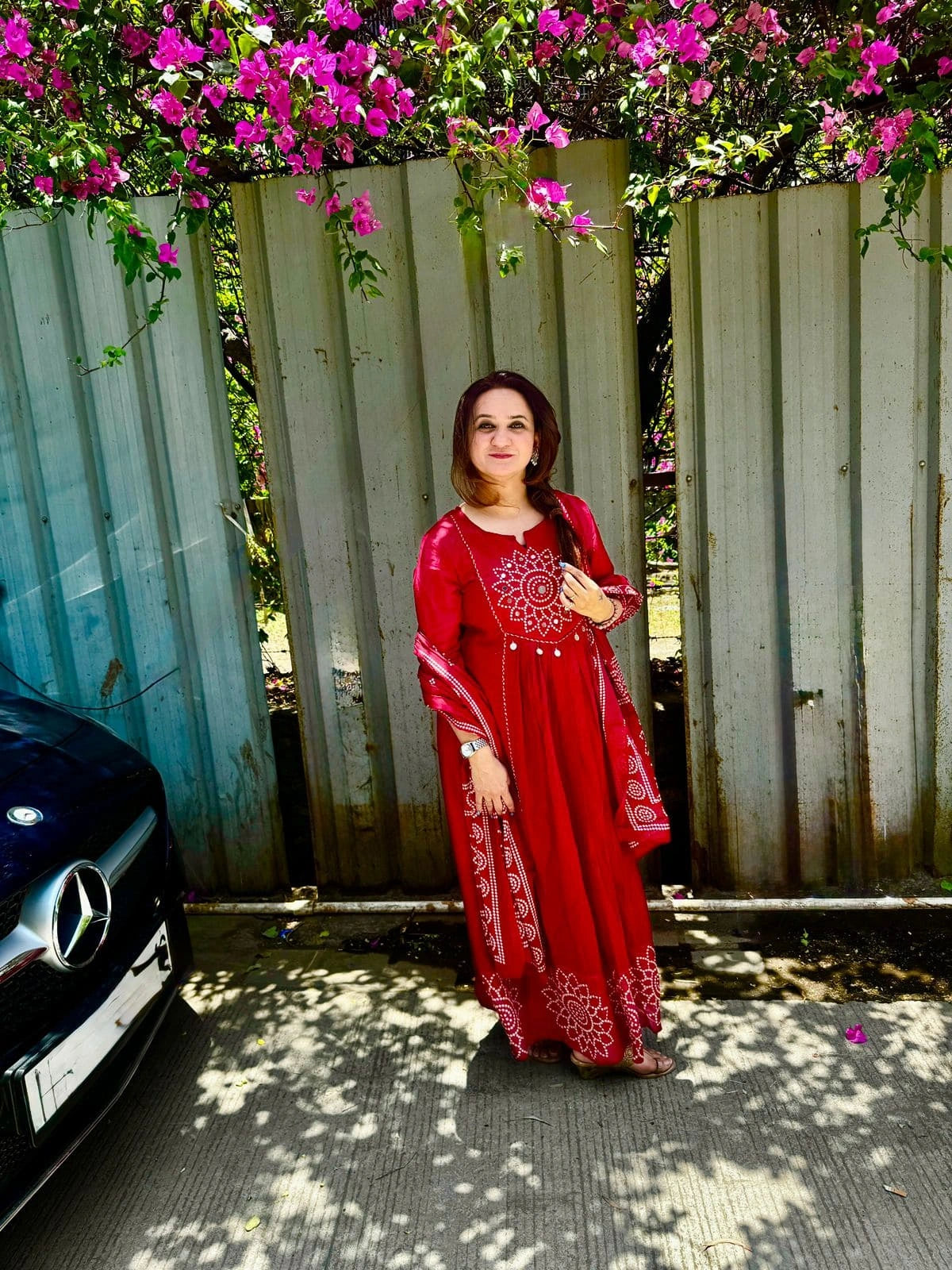 Ruhaya – Crimson Red Bandhej Suit Set