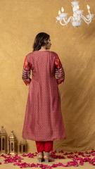 Alaya-Elegant Red Silk Printed Kurta Pant Dupatta Set for Party Wear