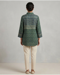 Ira - Olive Green Printed Casual Cotton Shirt for Women