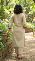 Zaria – Beige Bloom Cotton Kurta Set